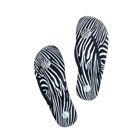 Top View Zebra Platform Designer Flip Flops