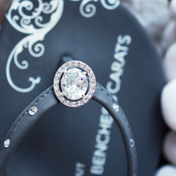 Closeup of jewelry blue flip flops Vintage Diamond Ring