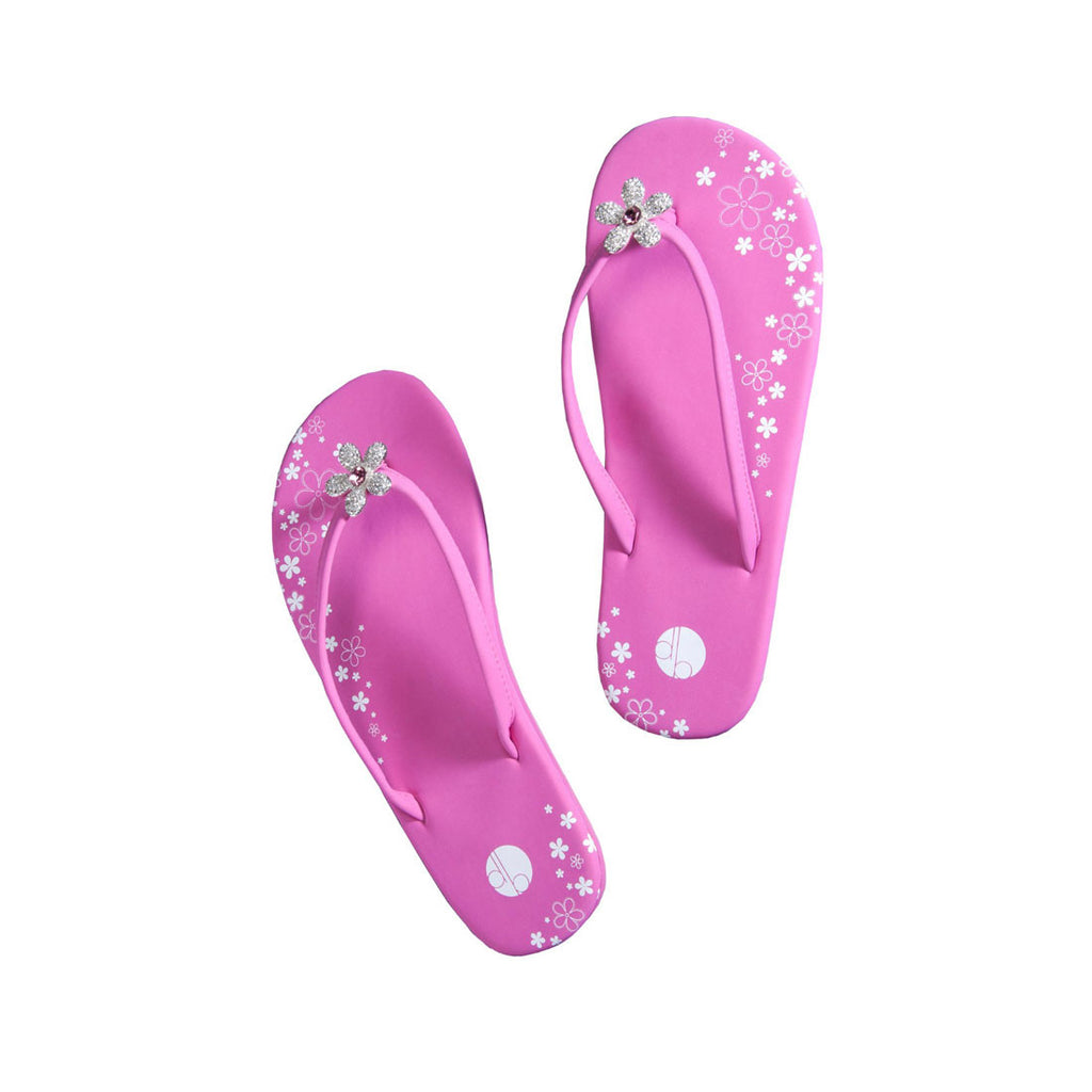 Pink Pave Flower Flat Flip Flops Girl Two Doors Down