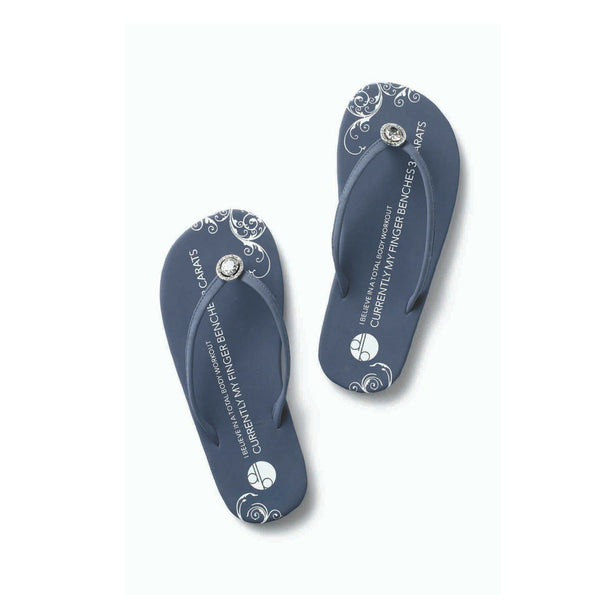 Top View Blue Flat Vintage Diamond Ring Flip Flops